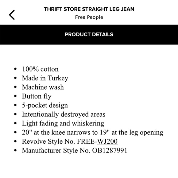 FREE PEOPLE STRAIGHT LEG DISTRESSED RIPPED JEANS - Picture 5 of 8